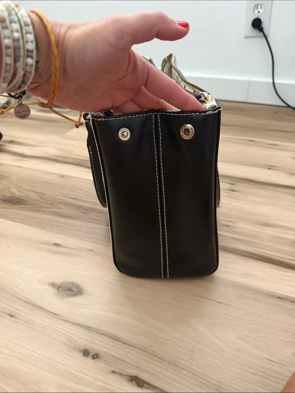 kate spade Cream Satchel with Black Handles